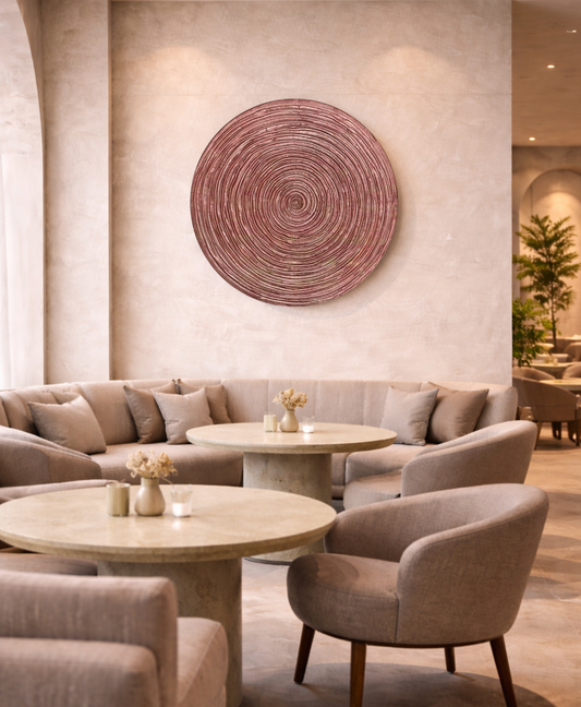 Luxury red and gold spiral wall decor panel for interiors, hotels and commercial spaces