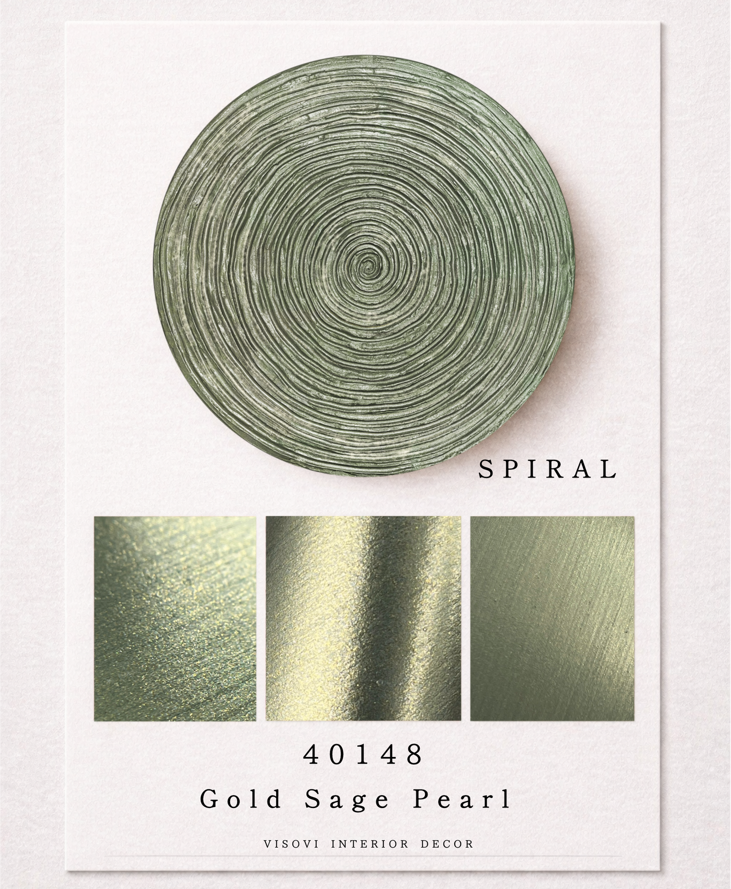 Decorative sage and gold spiral wall decor panel for interiors, hotels and commercial spaces