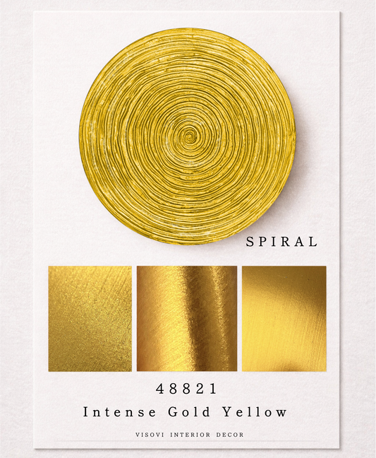 Spiral wall panel highlighting vibrant yellow texture with warm metallic gold tones