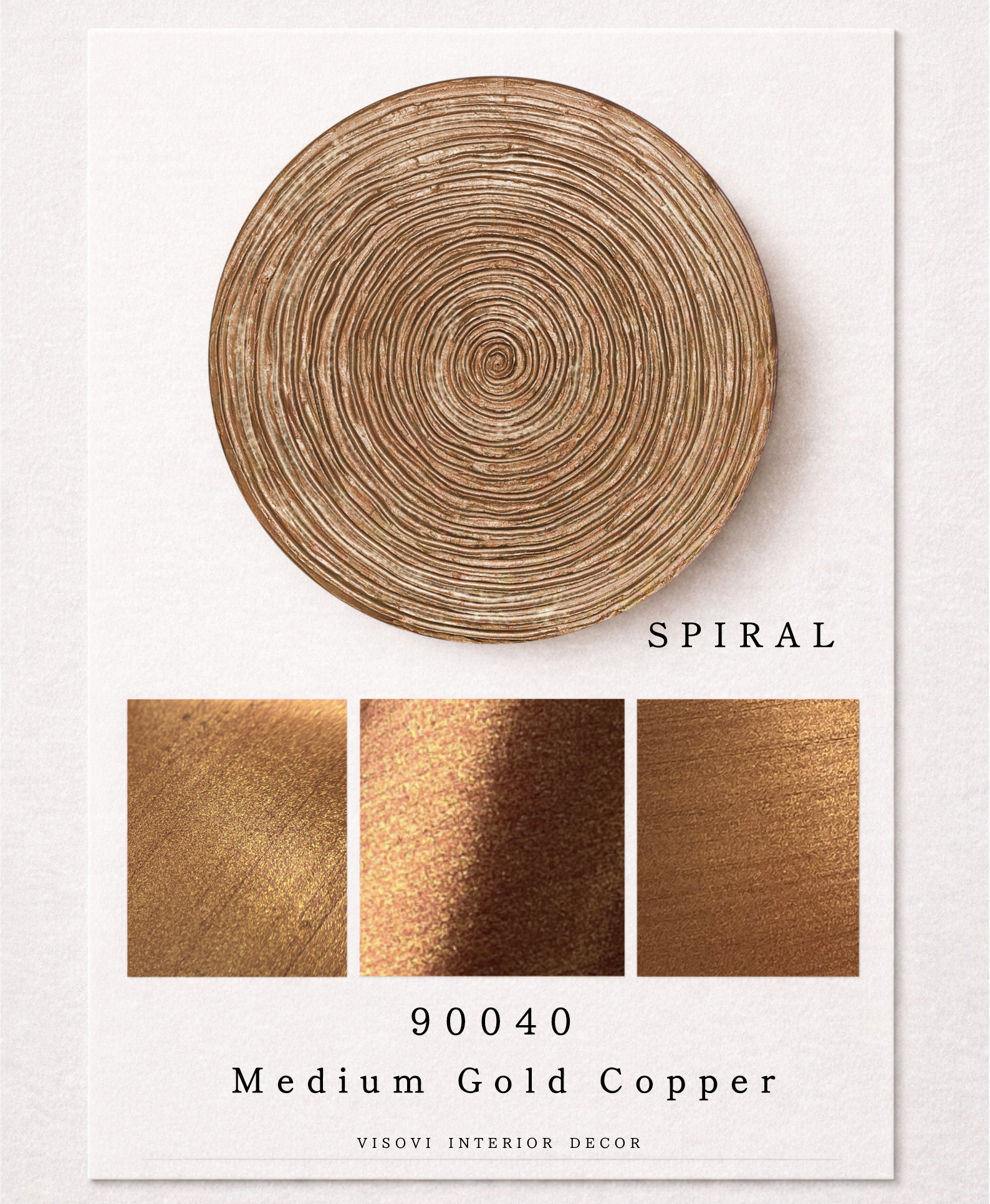Luxury gold copper spiral wall decor panel for interiors, hotels and commercial spaces