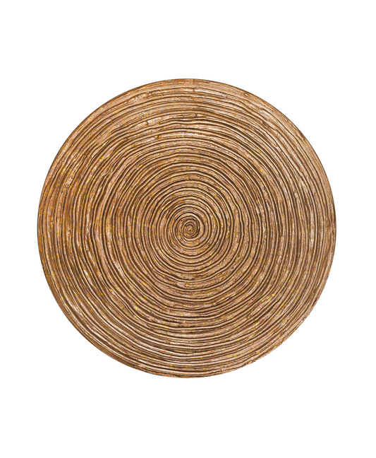 Round textured 3D spiral wall panel in gold peach pearl finish