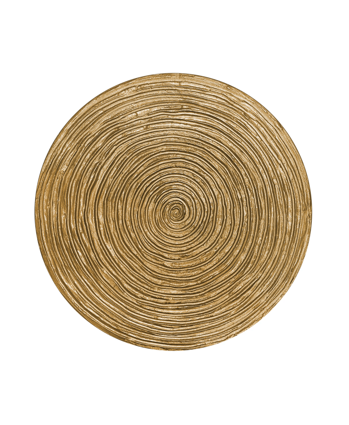 Round textured 3D spiral wall panel in intense gold copper finish