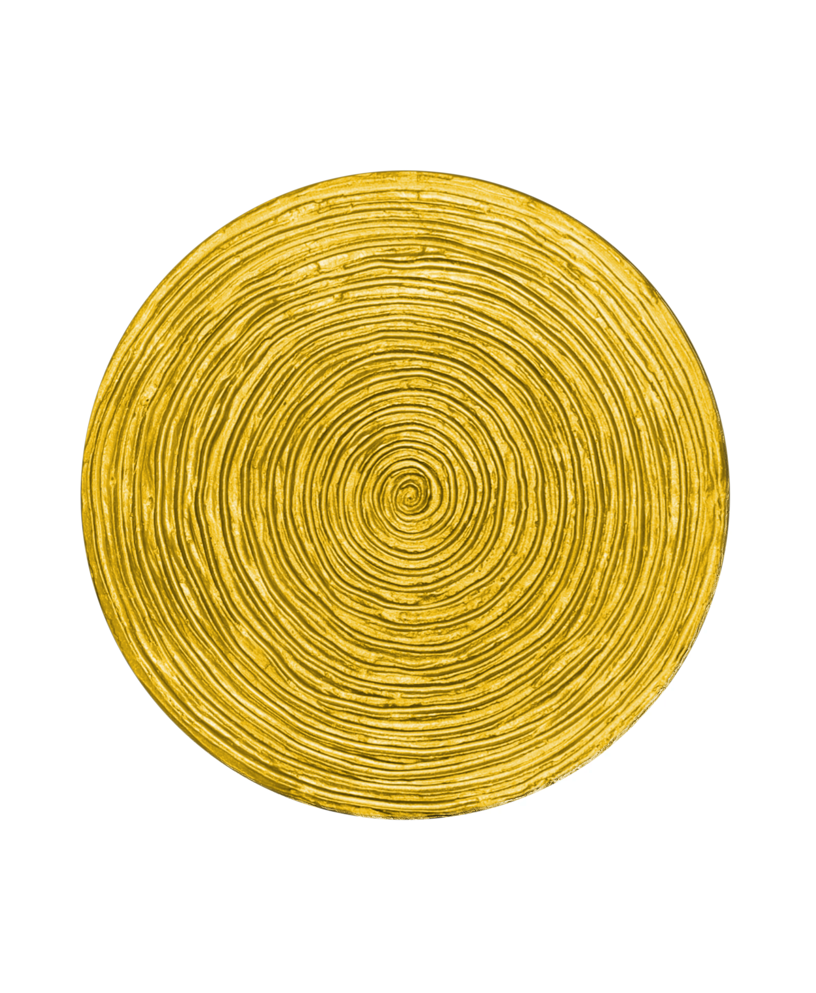 Round textured 3D spiral wall panel in intense gold yellow finish