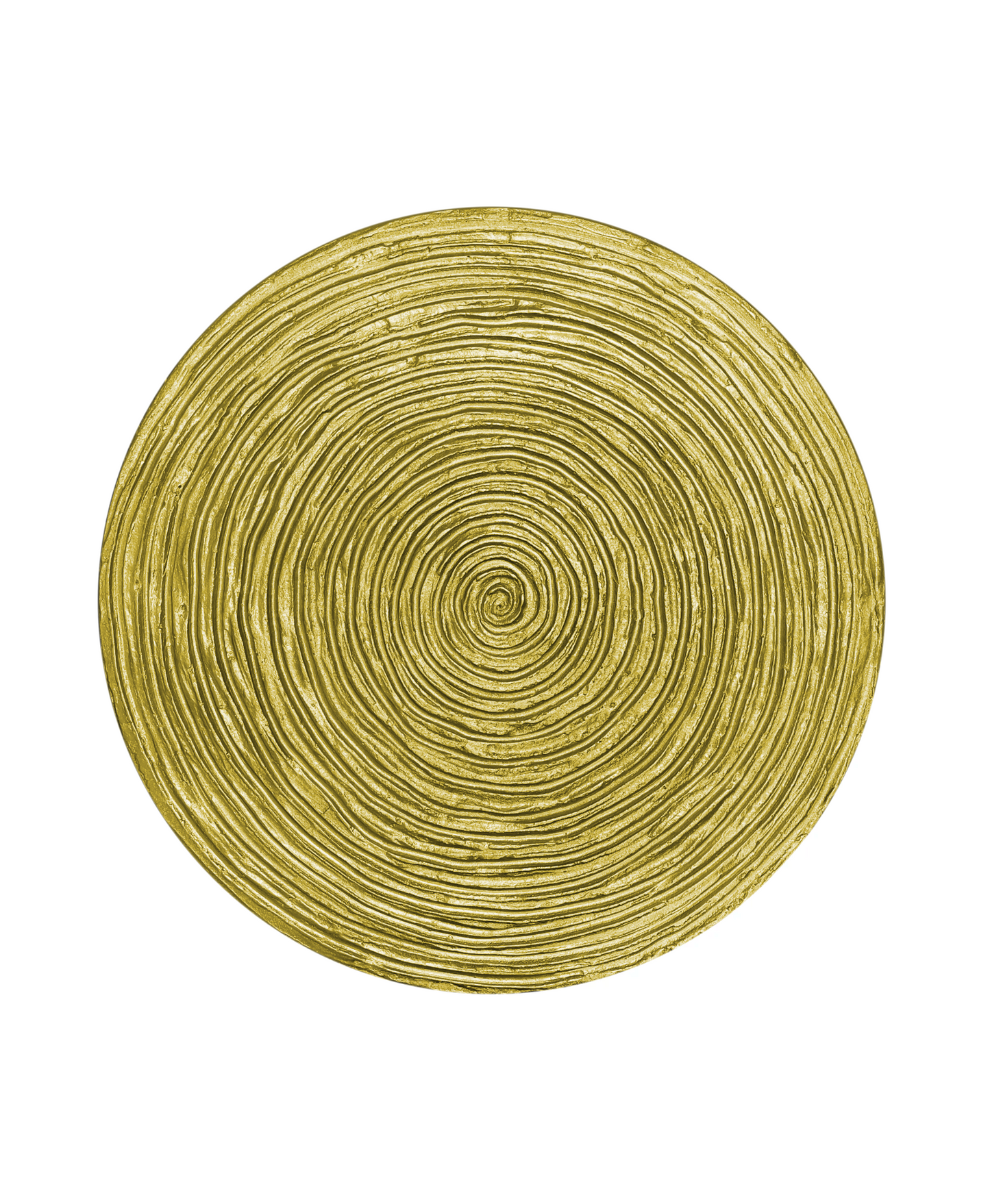 Round textured 3D spiral wall panel in medium gold chartreuse finish