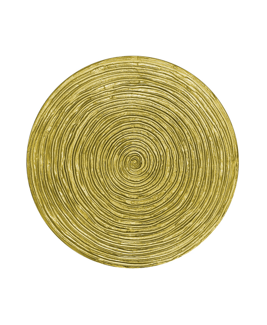 Round textured 3D spiral wall panel in medium gold chartreuse finish