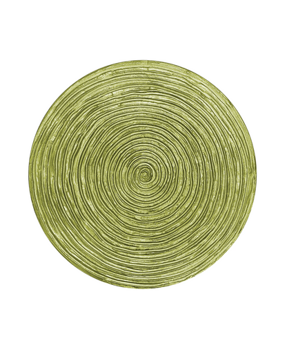 Round textured 3D spiral wall panel in medium gold green finish