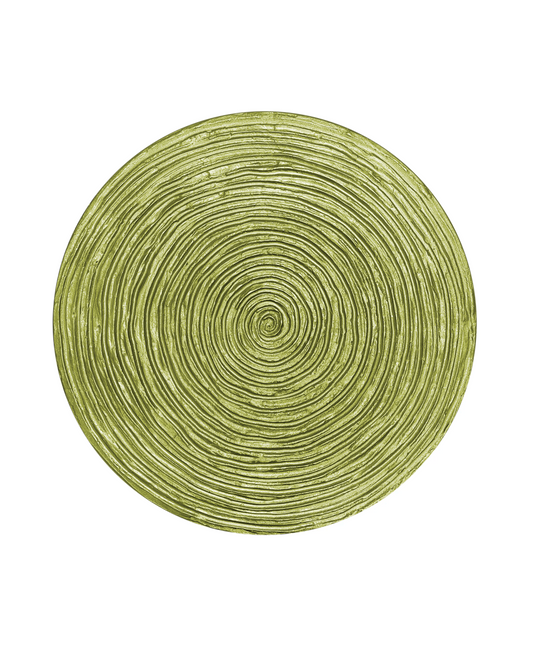 Round textured 3D spiral wall panel in medium gold green finish
