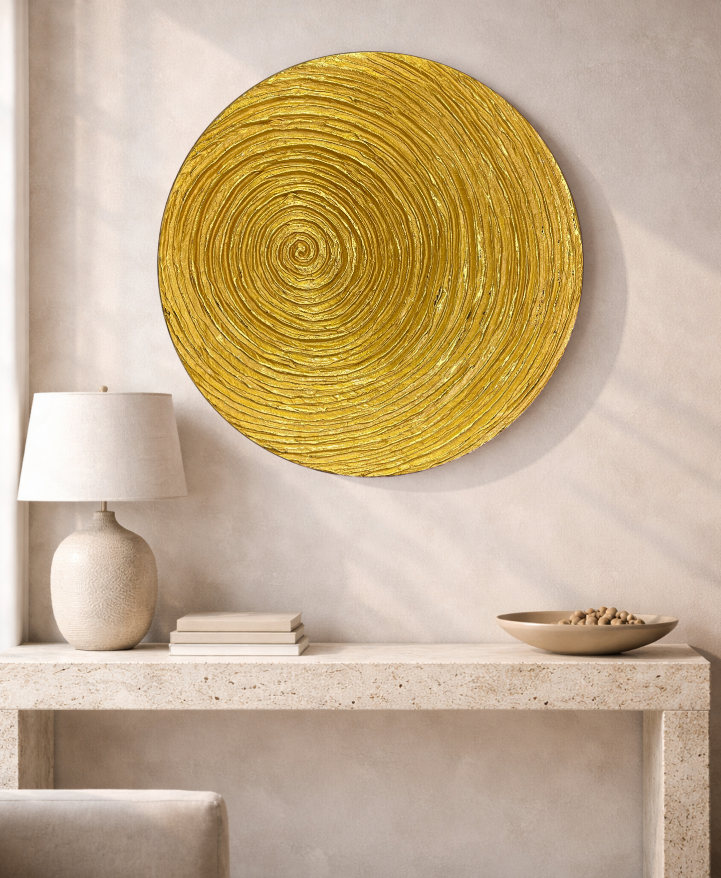 Classic gold Vector wall panel highlighting textured surface and metallic gold leaf accents