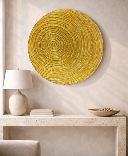 Classic gold Vector wall panel highlighting textured surface and metallic gold leaf accents