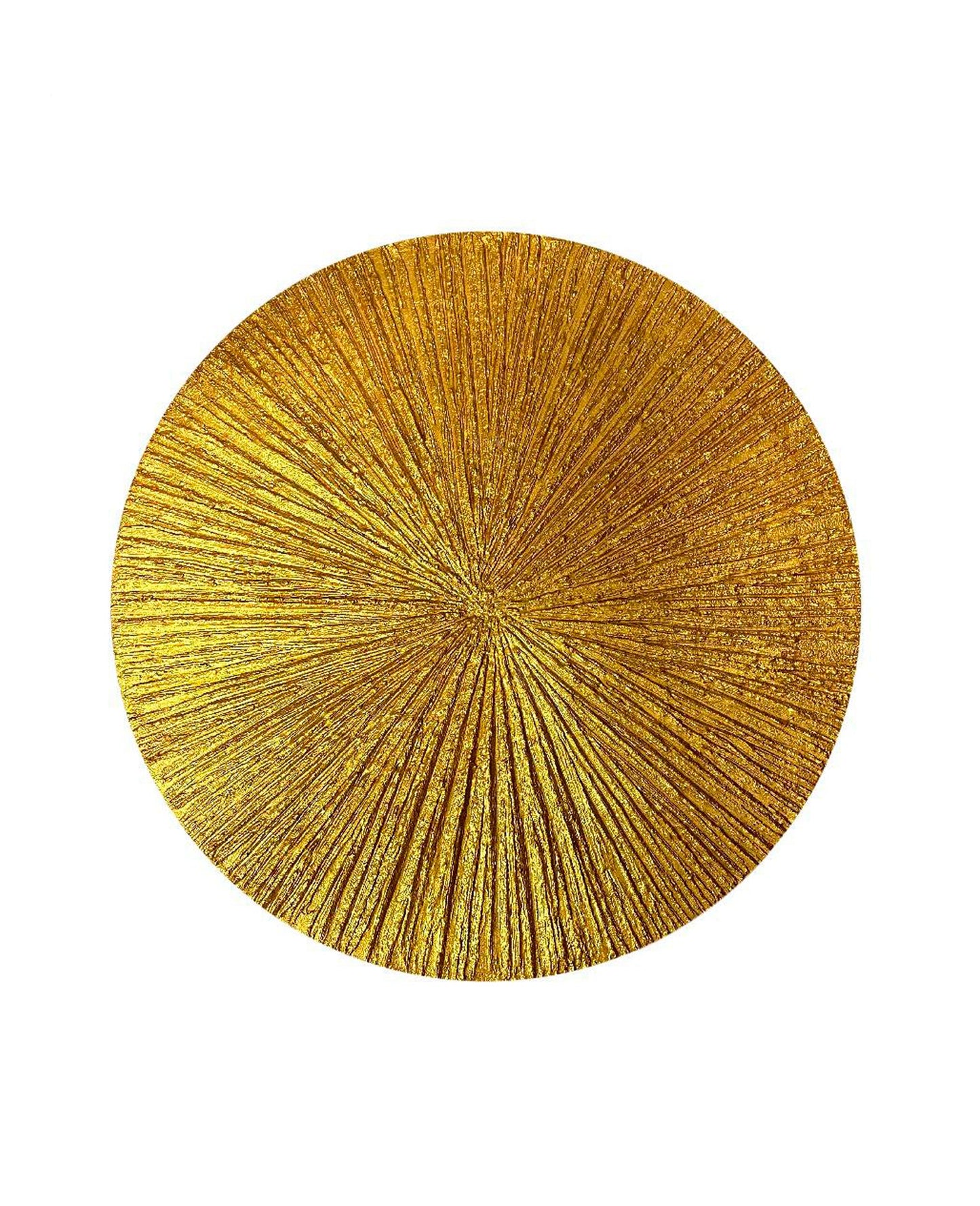 Round textured 3D wall art panel with sculptural relief surface
