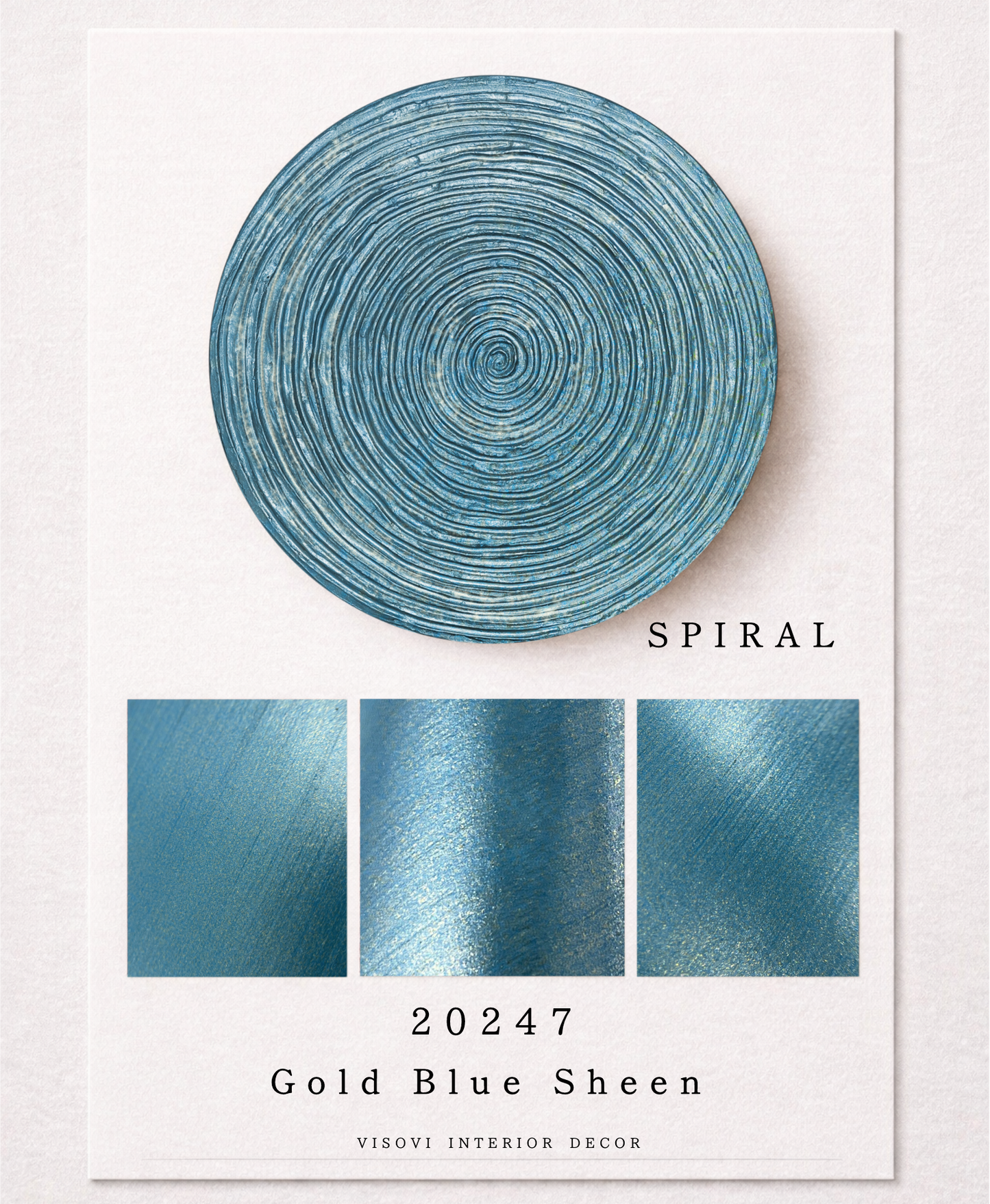 Decorative blue and gold spiral wall decor panel for interiors, hotels and commercial spaces