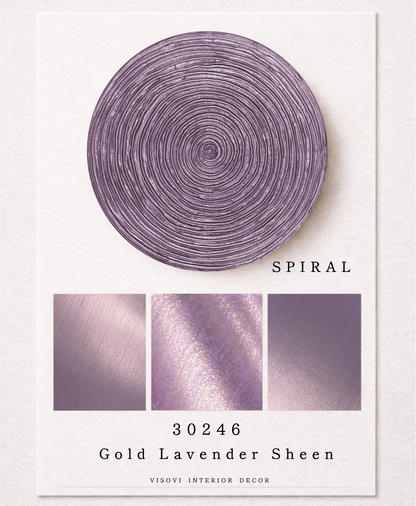 Spiral wall panel highlighting lavender sheen texture with warm gold reflections