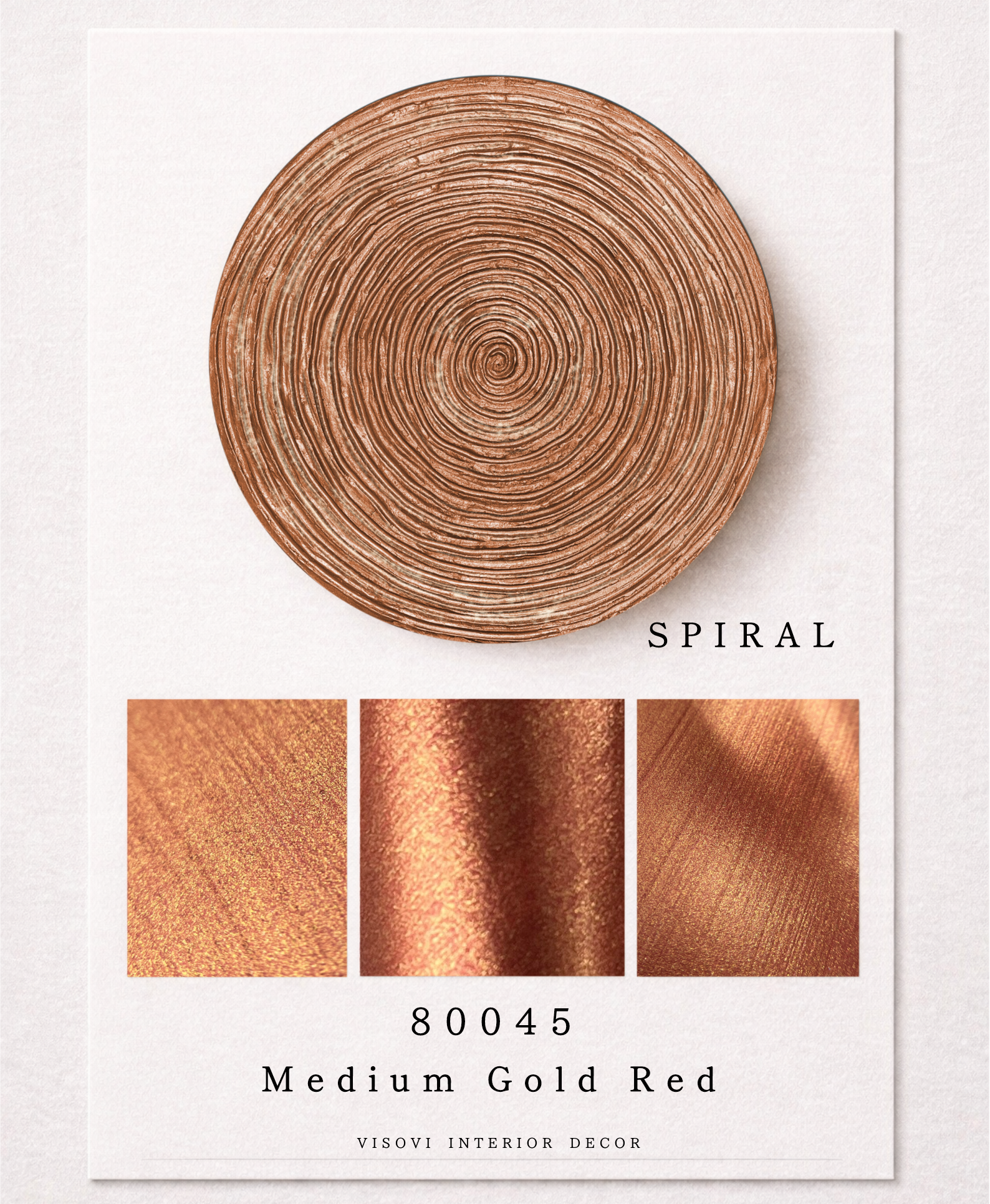 Spiral wall panel highlighting rich red texture and warm metallic gold tones
