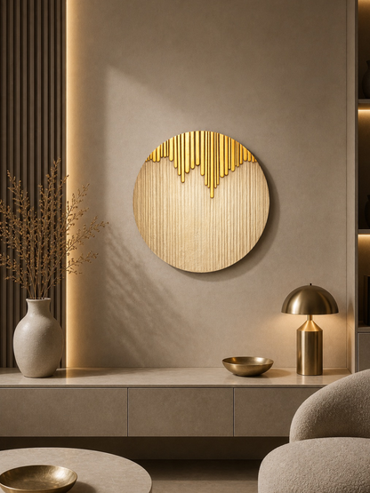 Cascade – Textured 3D Wall Art Panel – Beige & Gold