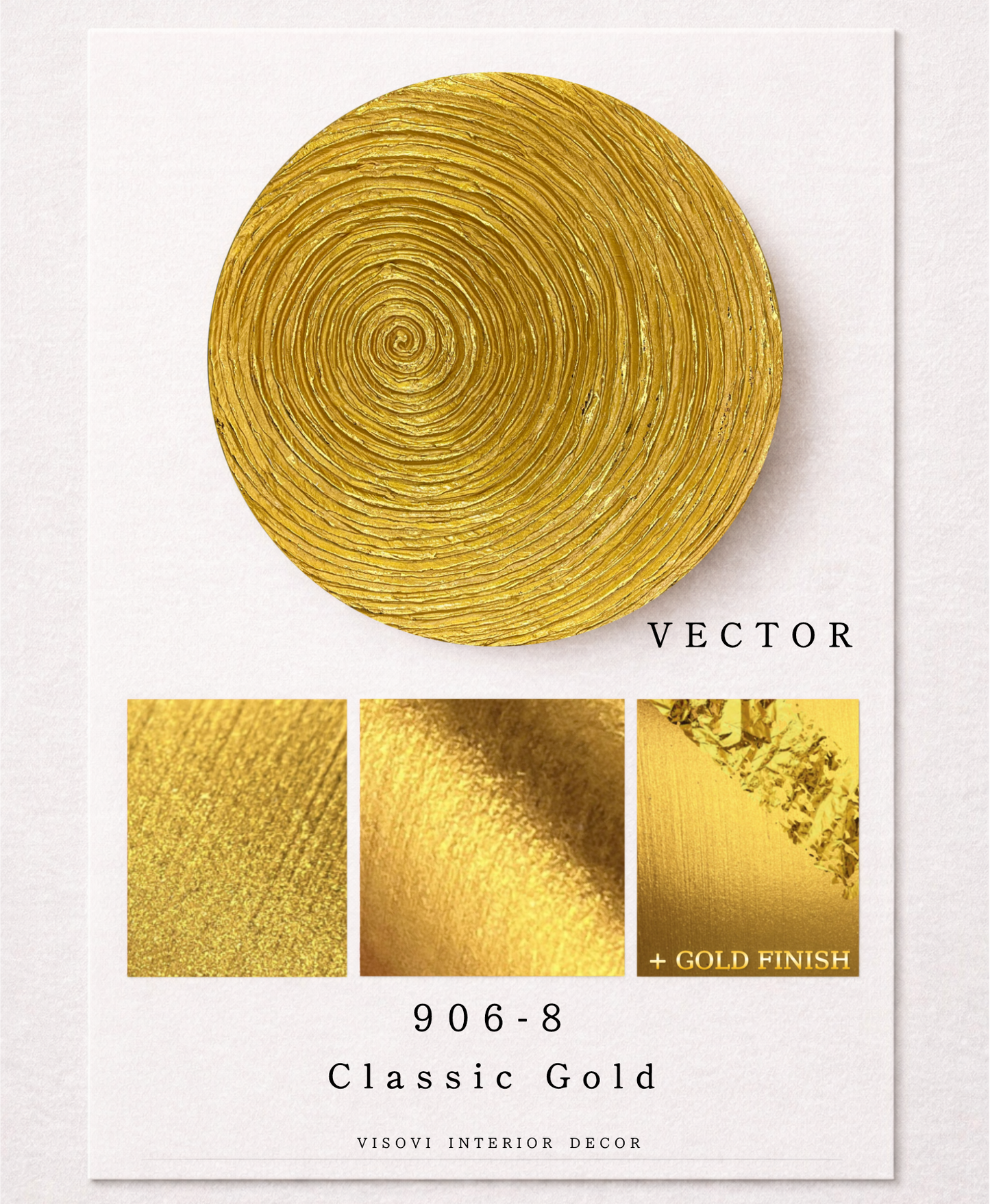  Textured 3D Vector wall panel in classic gold with gold leaf finish
