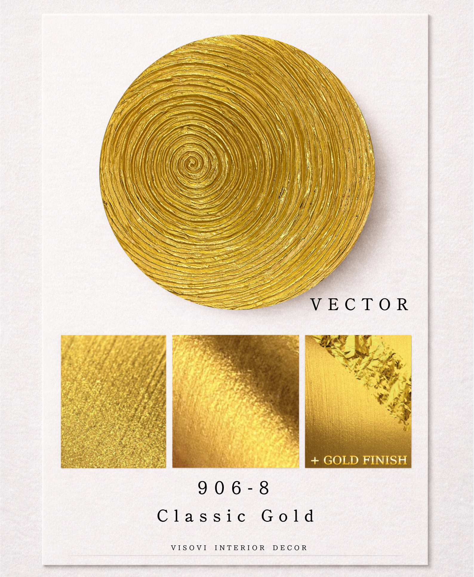  Textured 3D Vector wall panel in classic gold with gold leaf finish
