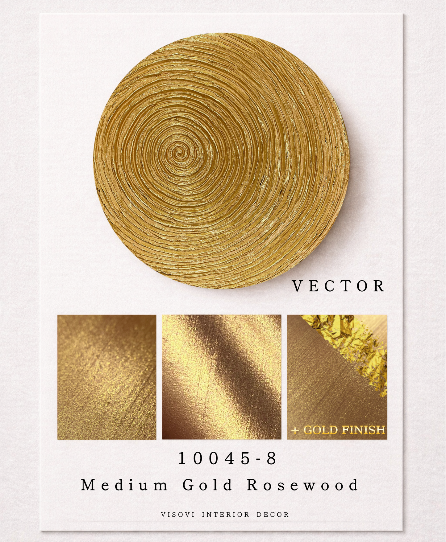 Textured 3D wall art panel in medium gold rosewood with gold leaf — premium decorative surface for hotels and designer interiors.